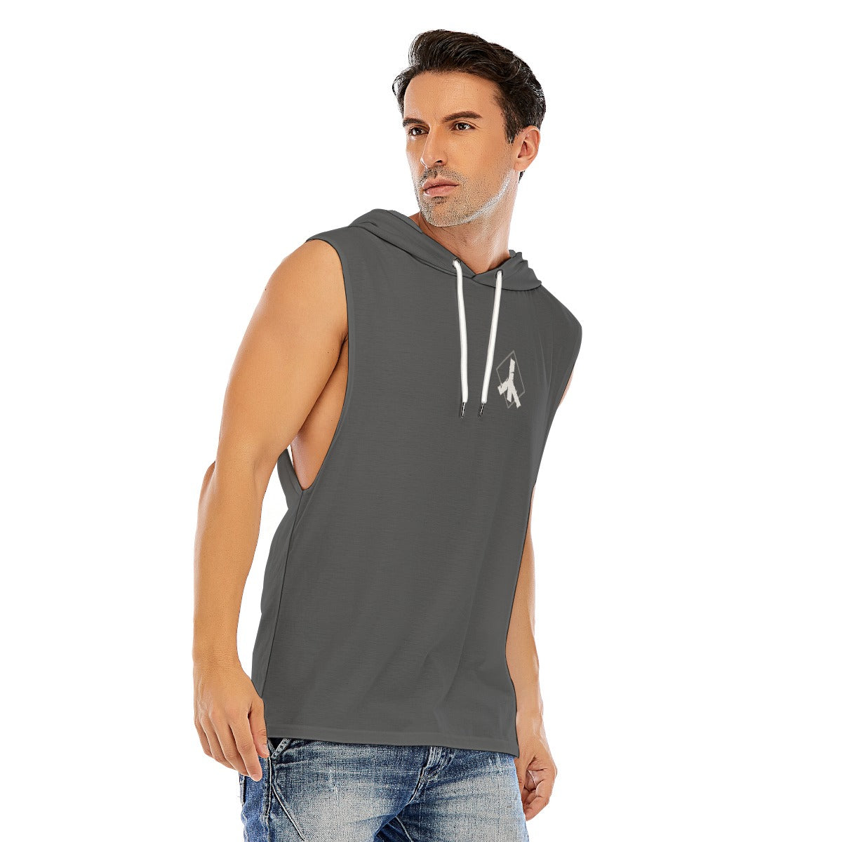 Men’s Sleeveless Pullover Hoodie Grey