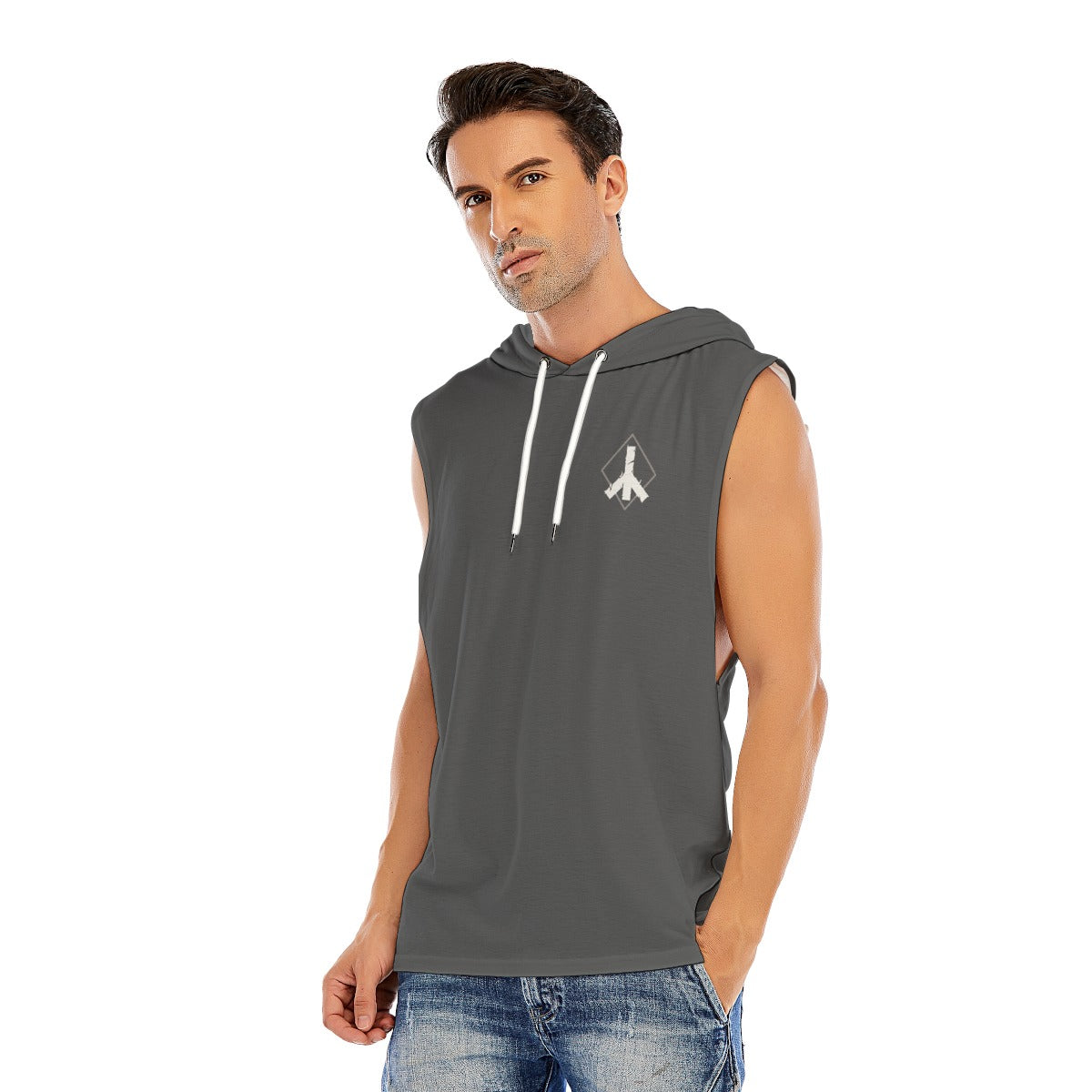 Men’s Sleeveless Pullover Hoodie Grey
