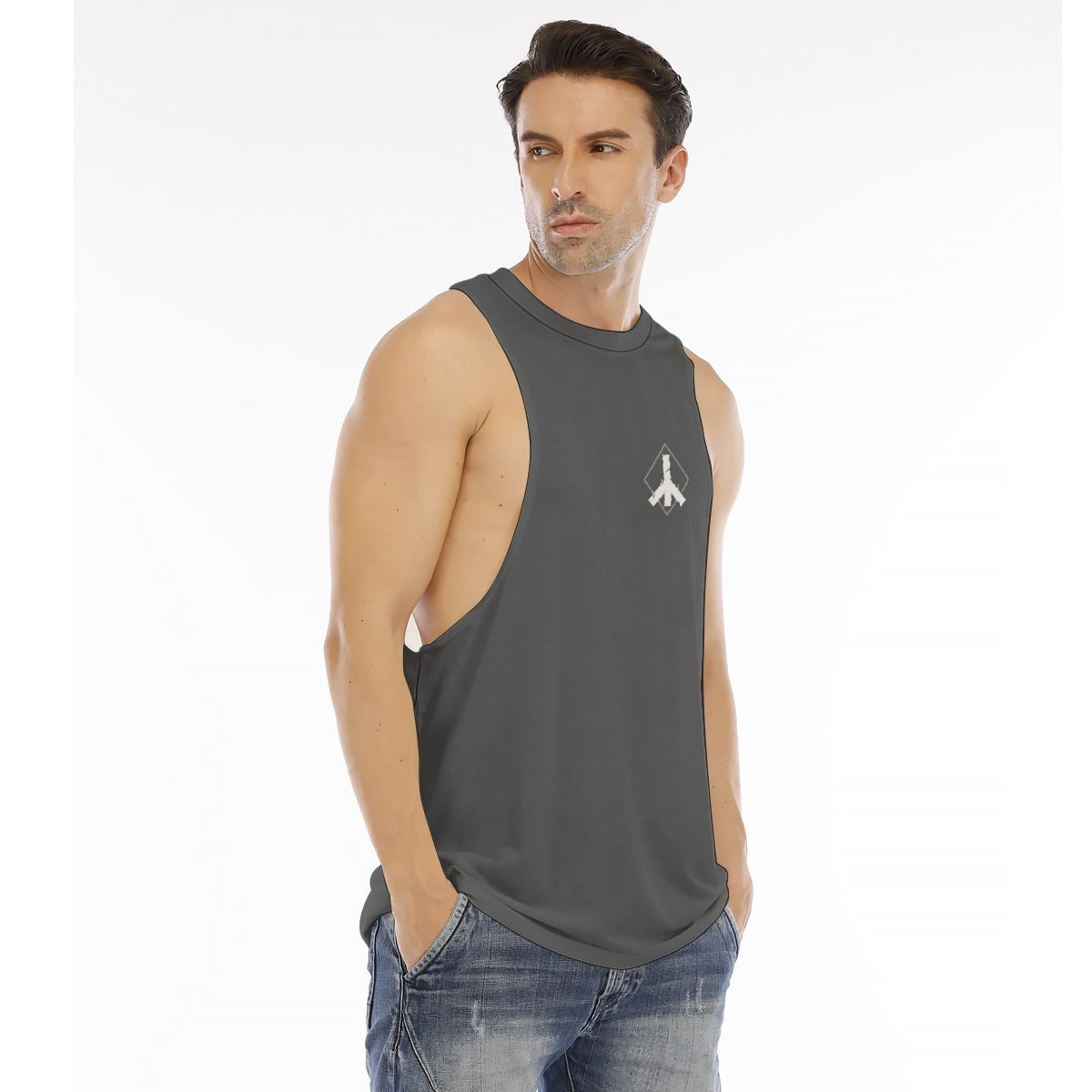 Men's Long Tank Top Red Runes