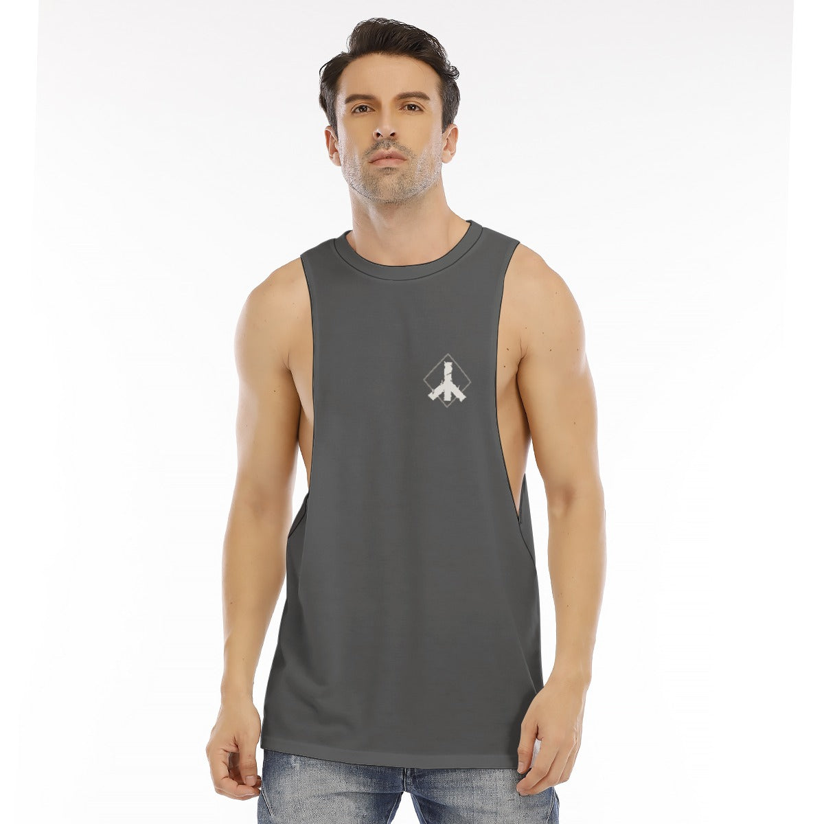 Men's Long Tank Top Red Runes