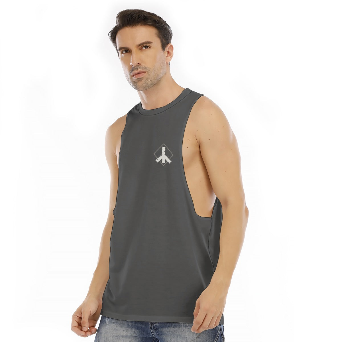 Men's Long Tank Top Red Runes